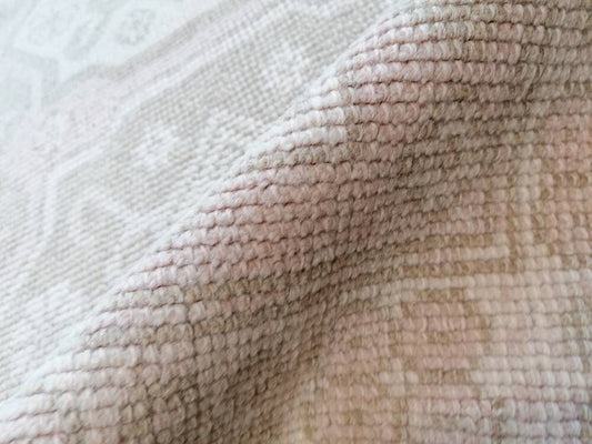 2.9 x 4.2 muted soft colors rug, faded vintage wool rug, pastel turkish oushak rug,