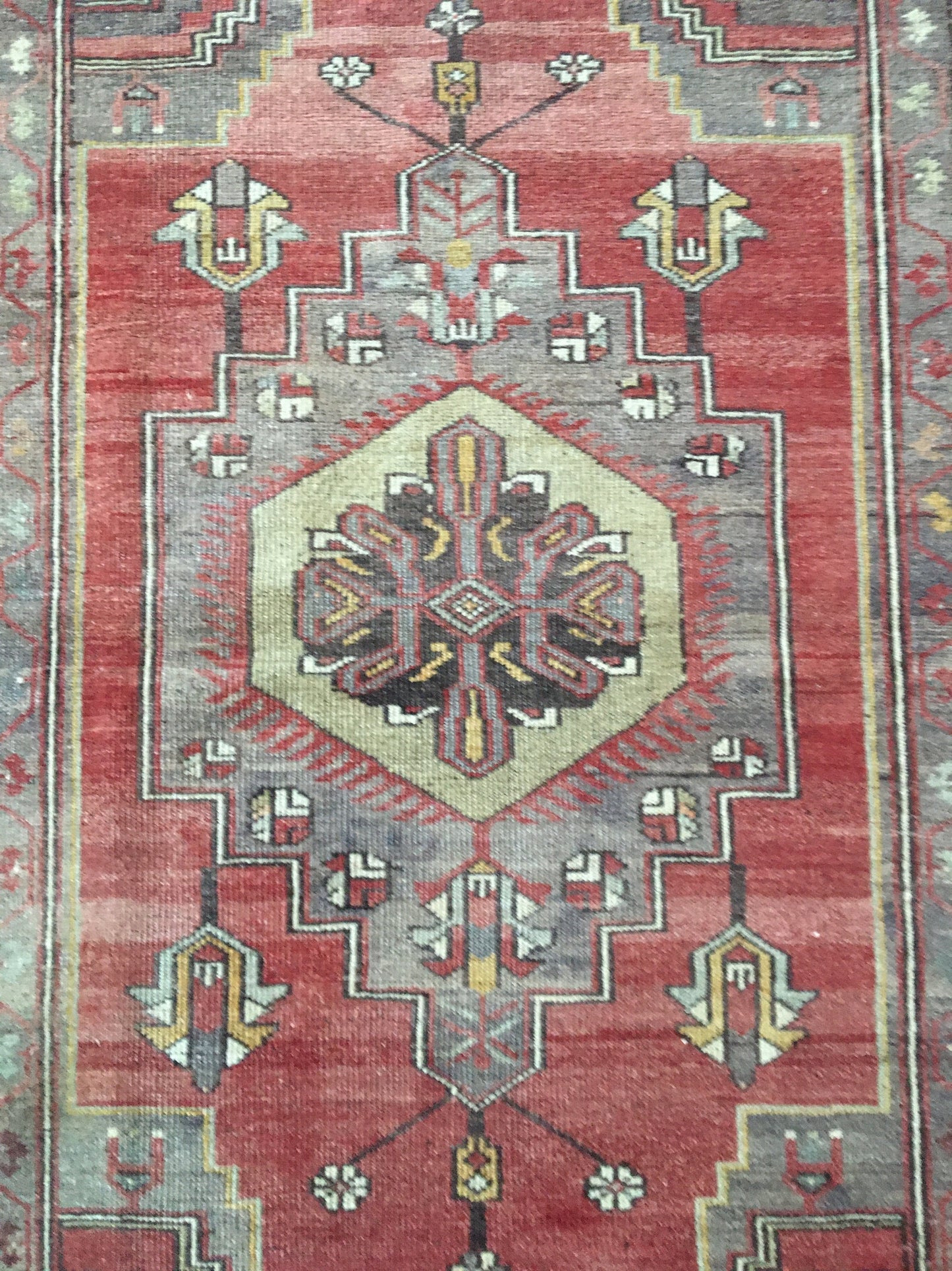 3.5 x 7 feet handmade wool turkish rug, natural vintage hand-knotted rug