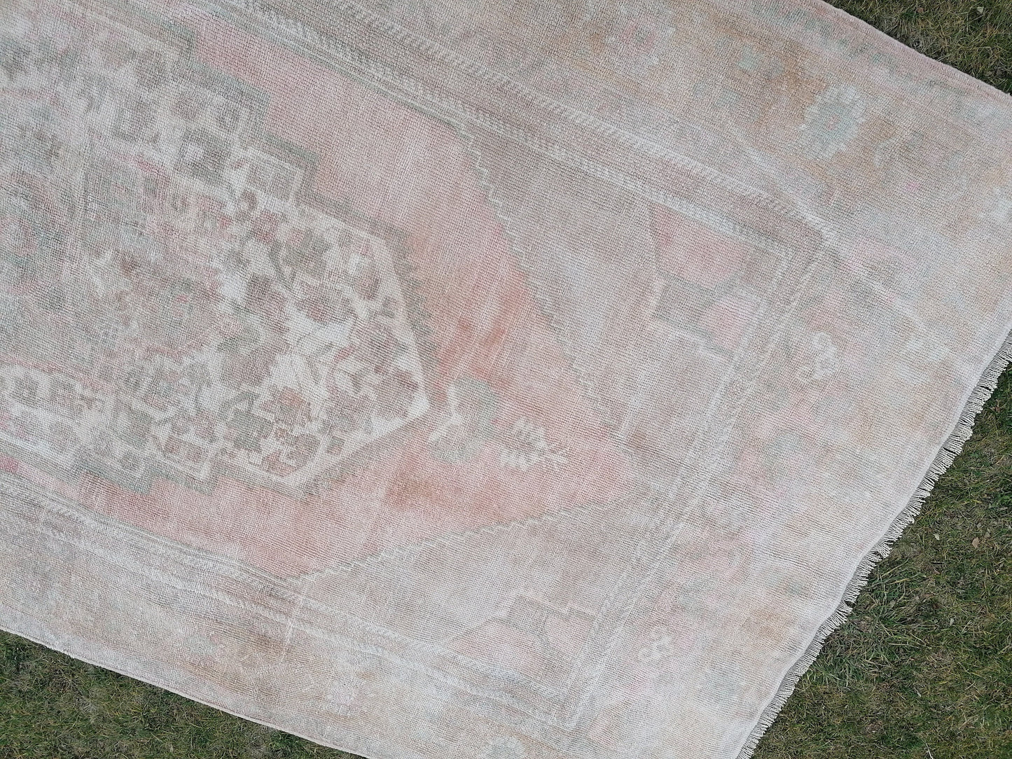5.3 x 10 Muted runner rug, oushak turkish runner rug pastel vintage runner rug, handmade wool runner, hallway runner rug