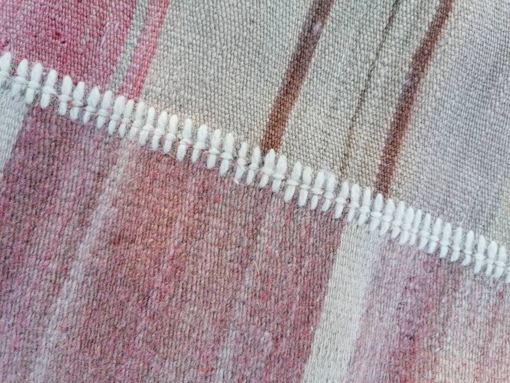 6.5 x 8.5 Flatwoven kilim rug stripe handmade rugs vintage turkish rugs oushak rug, wool rug
