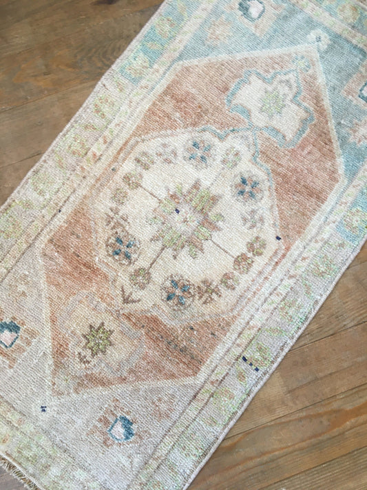 1.6 x 2.9 feet muted color kitchen small rug, vintage living room area mini rug, turkish