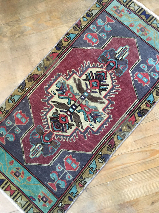 1.5 x 3 feet wool dark color turkish bohem kitchen small rug,vintage bedroom floor mini rug