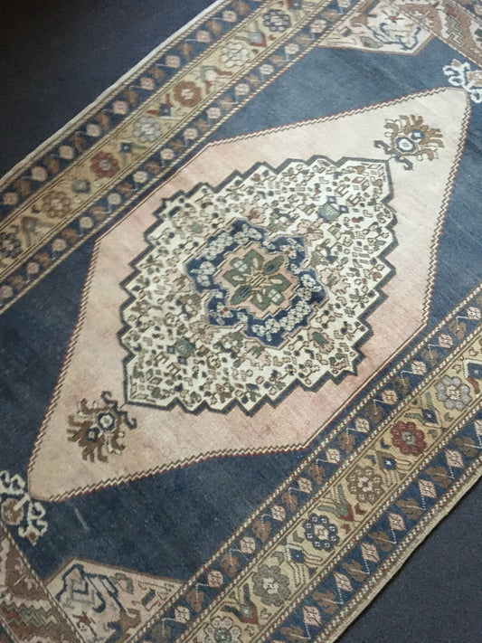 4x7 feet faded color turkish anatolian oversize rug, handmade blue kitchen floor large rug, vintage green bedroom wool area rug,oriental rug