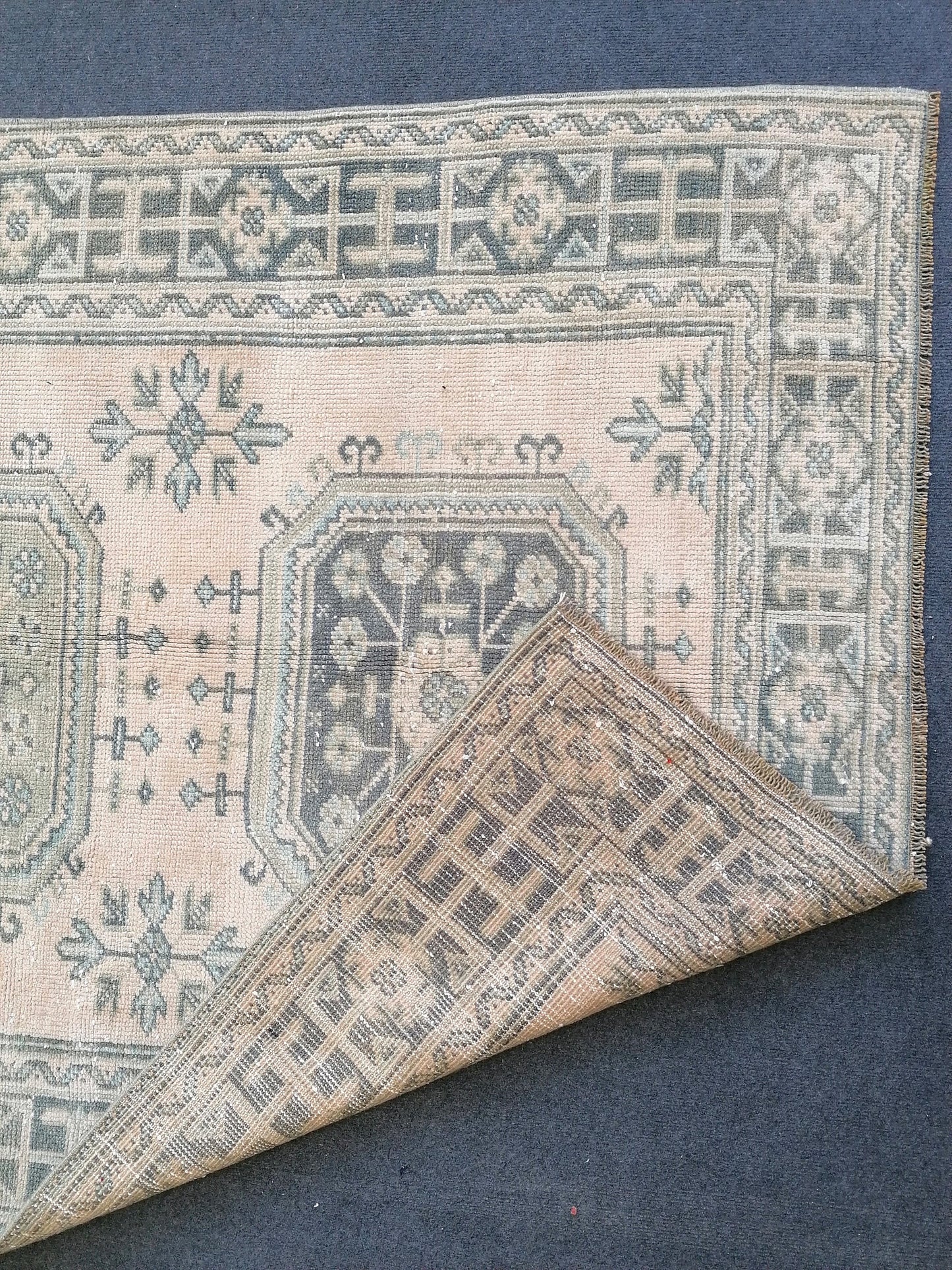 4.3 x 11.3 turkish runner rug, vintage oushak runner rug,