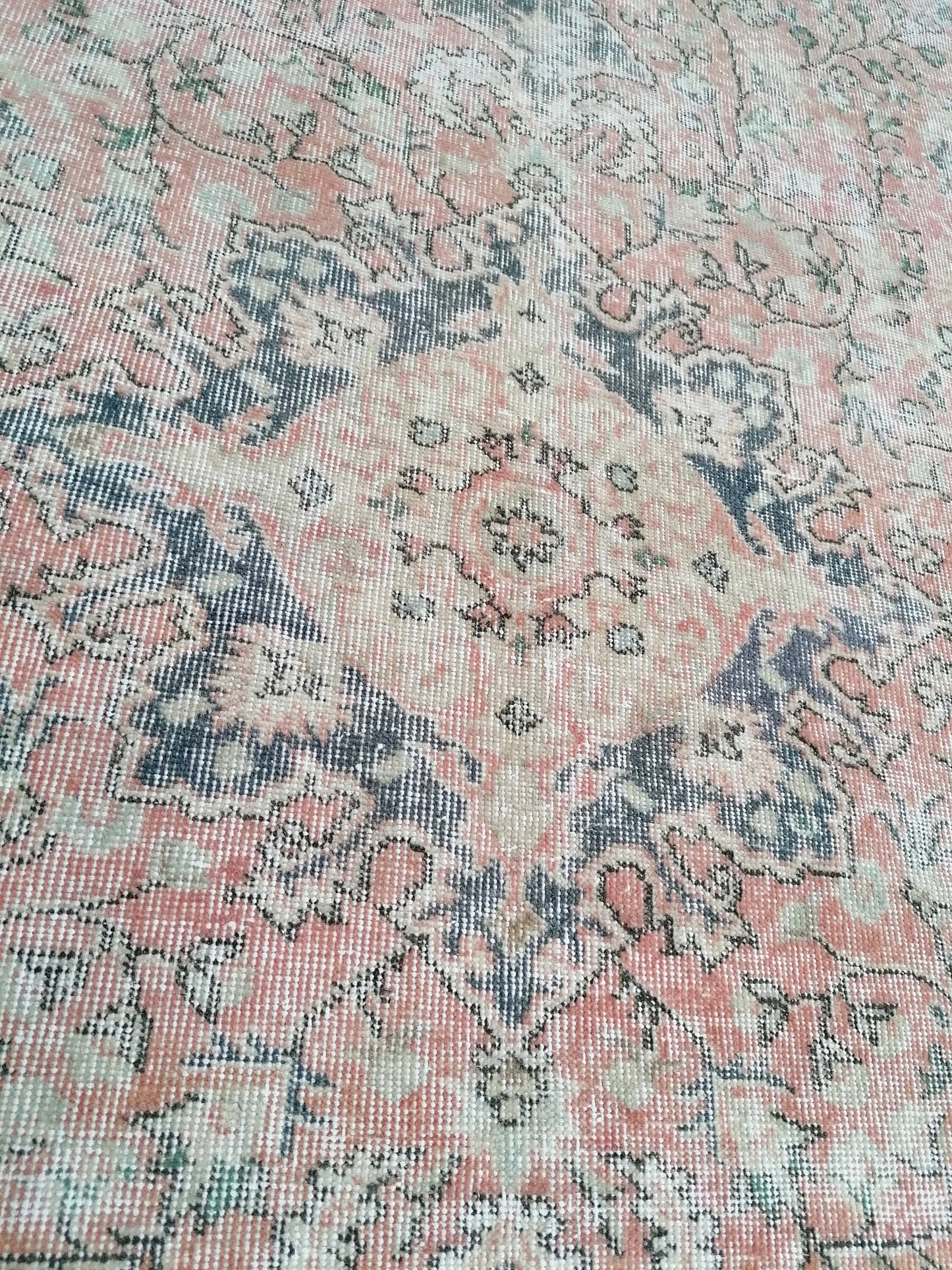6.2 x 10.2 Neutral wool rug, muted handmade rug, oushak rug, rustic rug, turkish rug, farmhouse rug, distressed vintage rug