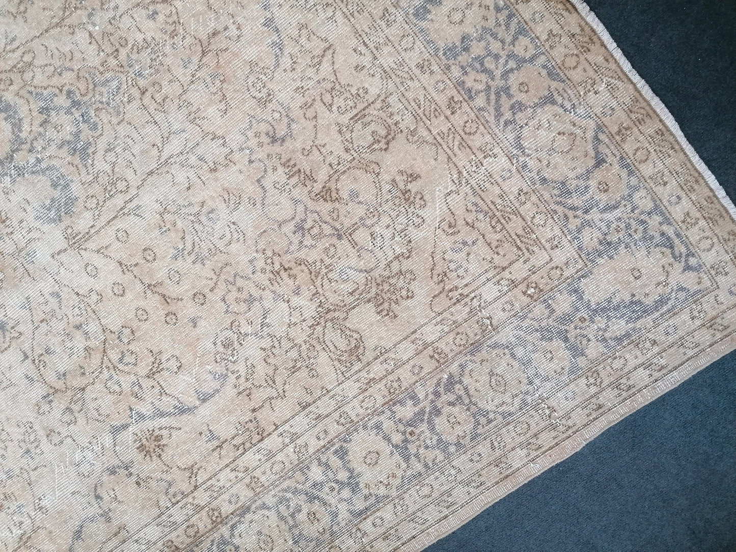 7 x 10 large vintage oushak rug, handmade rug, distressed rug