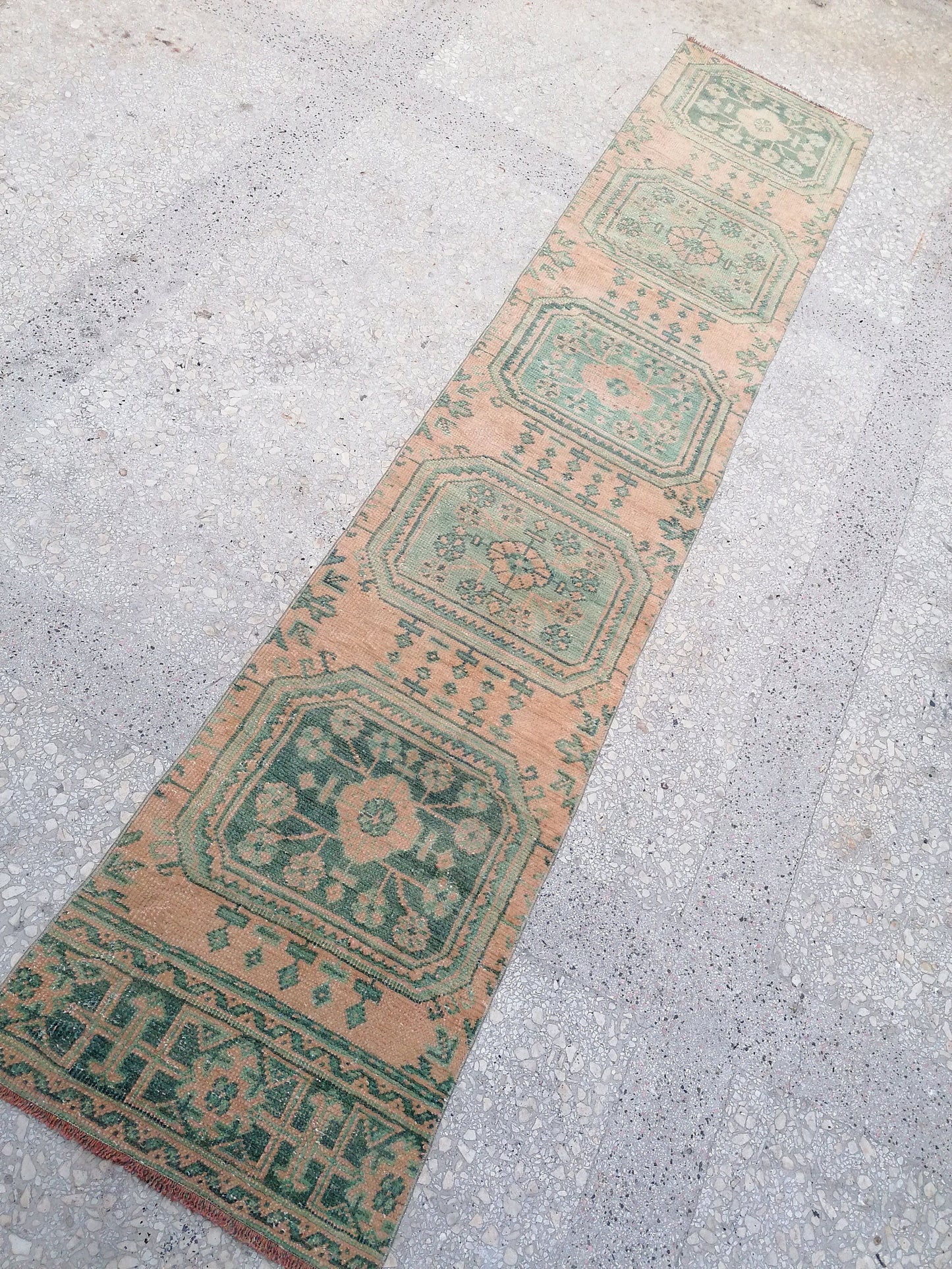 2 x 9.8 oushak turkish runner rug,turkish wool vintage handmade runner, kitchen runner rug