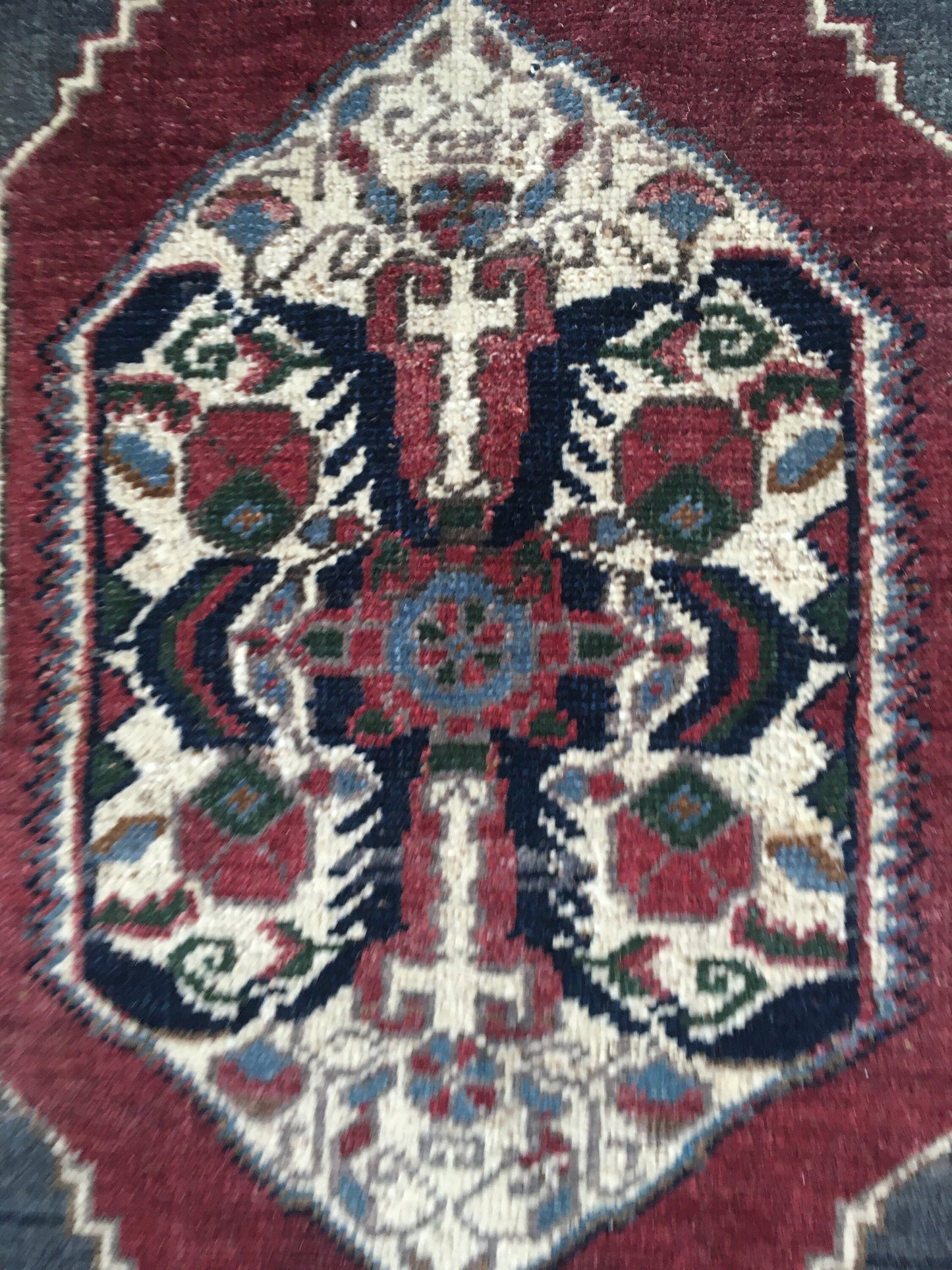 1.3 x 2.8 feet wool handmade kitchen floor mini rug, small door mat red, living room area mini rug