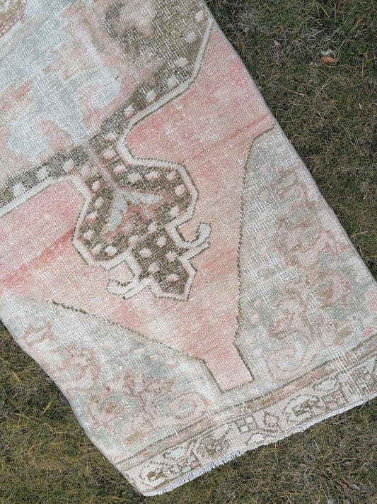 Oushak wool runner 2.2 x 7 distressed turkish rug, vintage runner , vintage anatolian rug