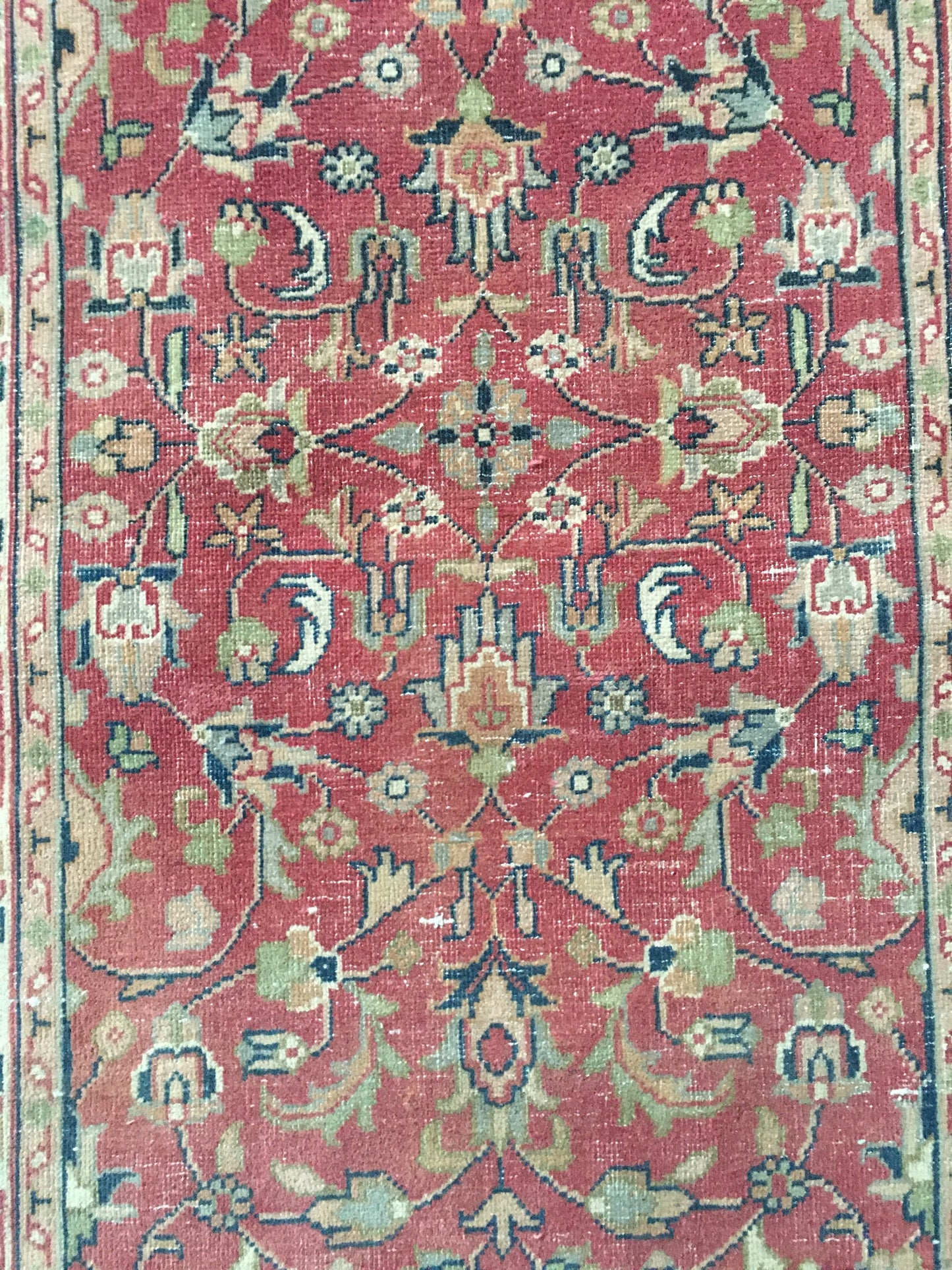 2.6 x 6.7 feet handmade floral living room area runner, vintage hand-knotted rug