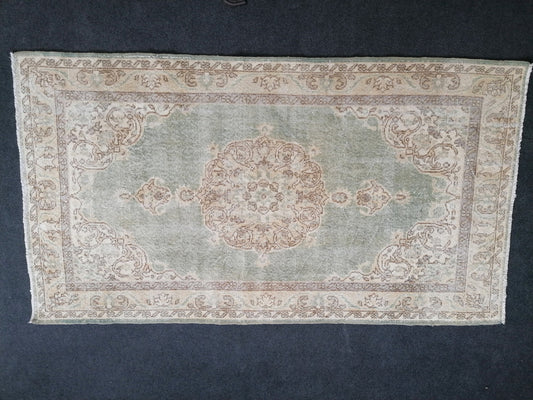 7 x 3.10 vintage turkish rug, muted vintage rug, oushak rug, earth tone colors rug, pastel colors vintage rug