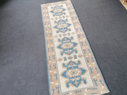 3 x 8.4 runner rug, soft colors rug vintage rug turkish oushak rug, traditional turkish design