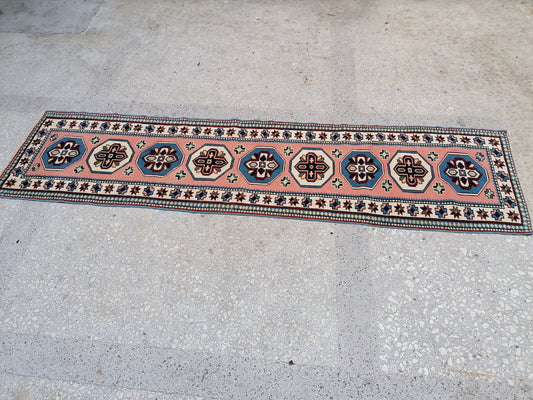 2.4 x 9 turkish runner rug,oushak runner rug,vintage rug,vintage oushak rug,