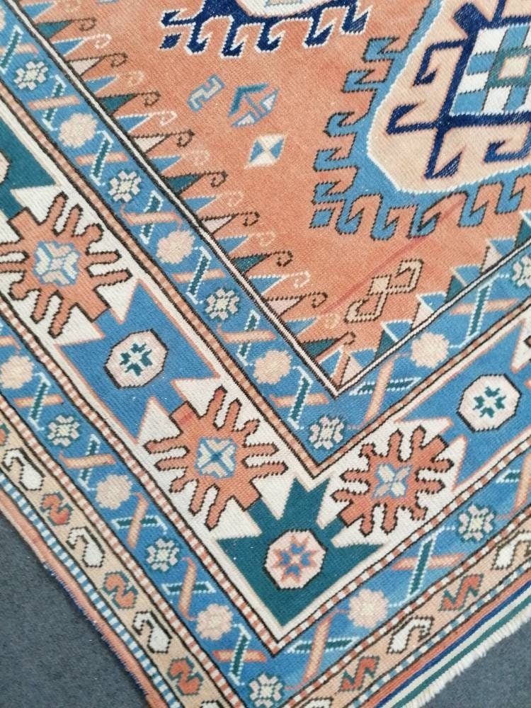 Turkish rug, vintage rug,hand made wool rug, 5.4 x 7 oushak vintage rug,