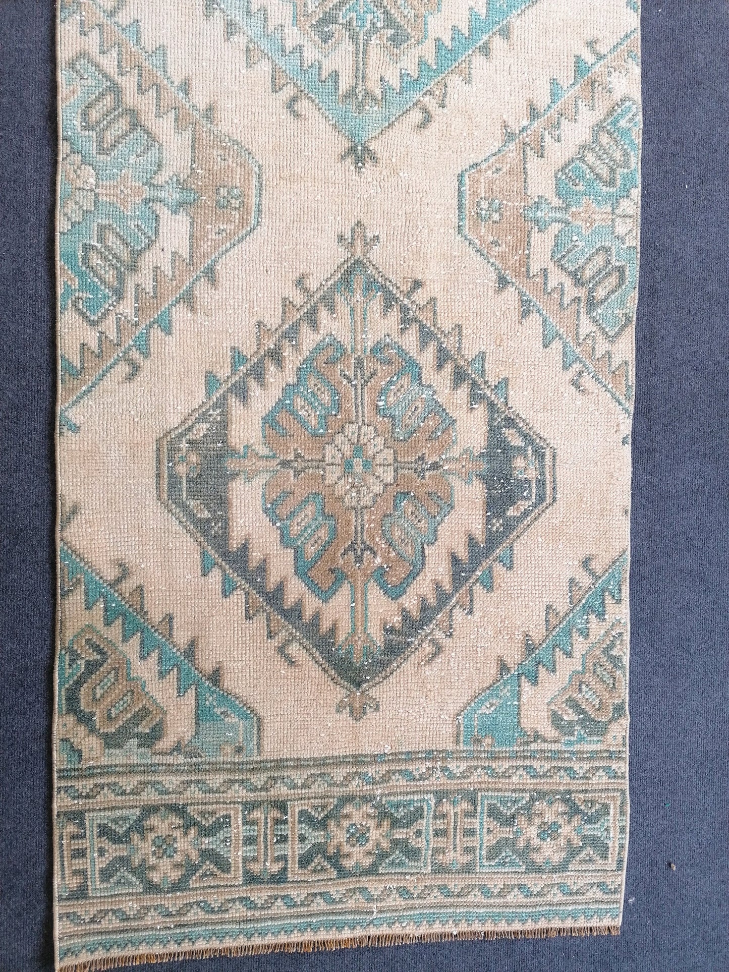 2.8 x 12 turkish runner rug, vintage runner rug, Oushak runner rug,