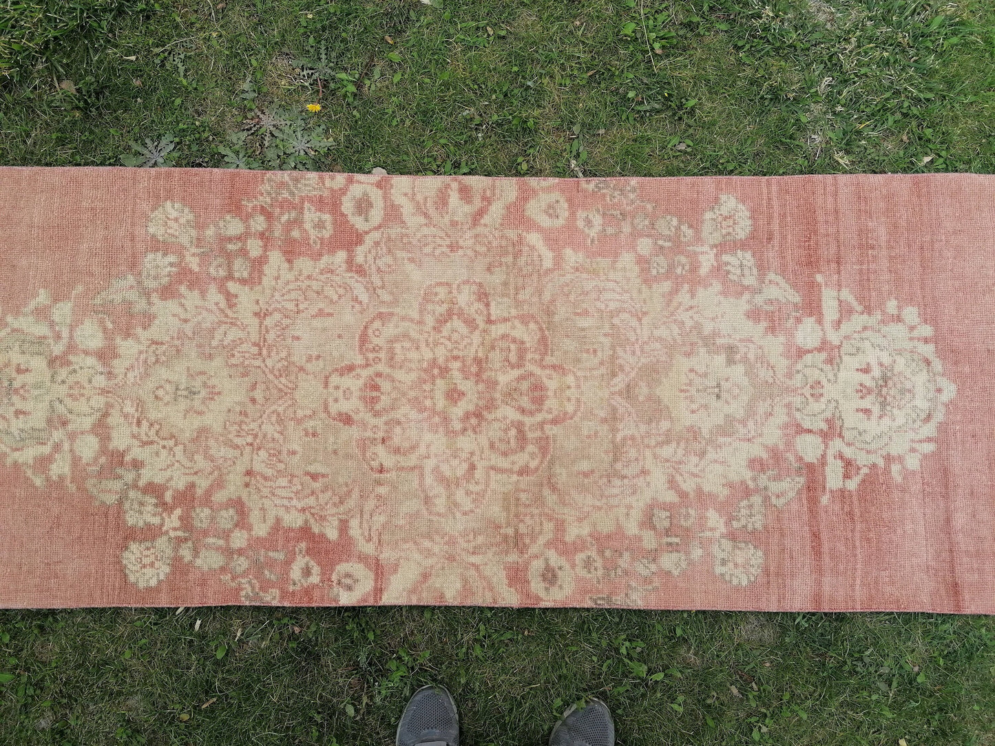 Turkish oushak runner rug 2.11 x 10 vintage runner rug, unique hand made wool runner rug,