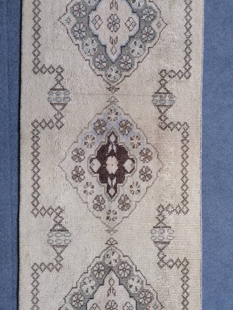2.6 x 10 Oushak runner rug, earth tone Turkish runner rug,