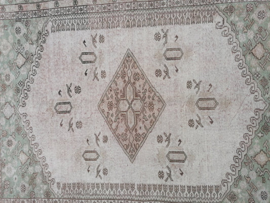 5.6 x 7.6 oushak wool rug large muted turkish rug, neutral vintage handmade rug,