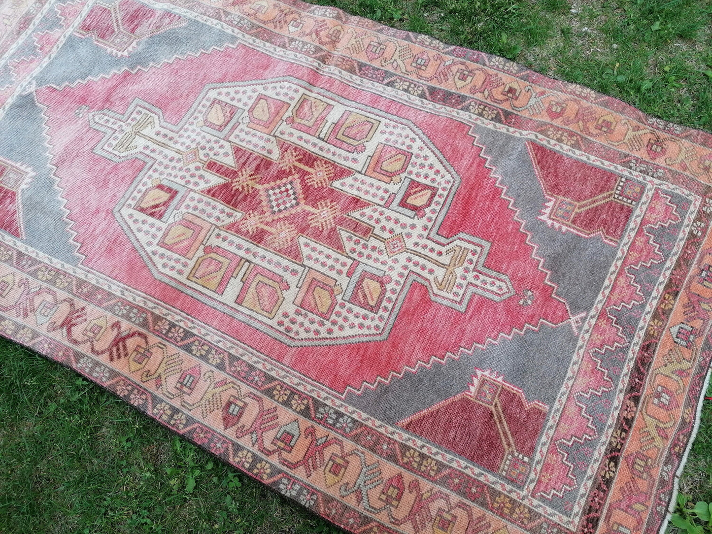Vintage rug 4 x 7.5 oushak rug, kitchen rug, hand knotted rug ,floor rug, handmade wool rug