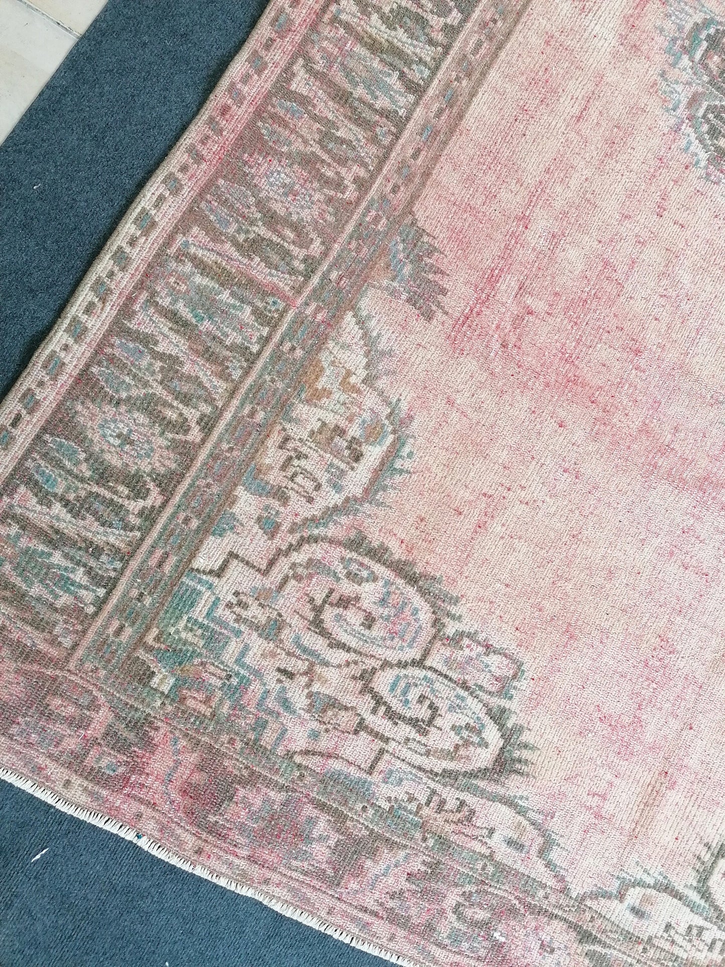 6 x 8.6 large oushak rug, distressed wool rug, rustic turkish handmade rug, living room rug, hand knotted rug.