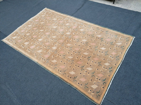 4.5 x 7.2 Handmade wool Oushak rug vintage rug