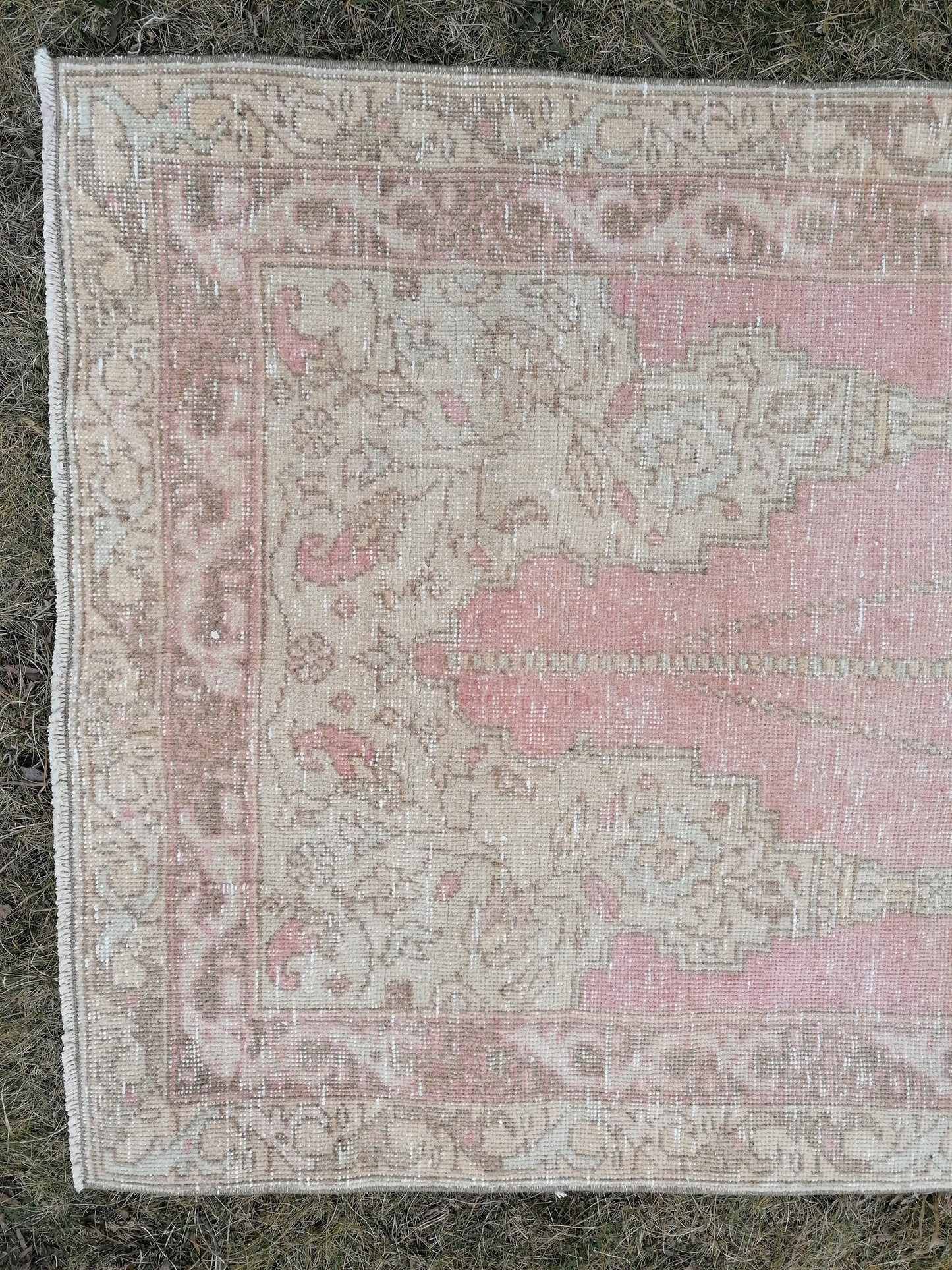 Turkish oushak wool rug, 3.2 x 5.7 vintage rug, vintage hand made rug