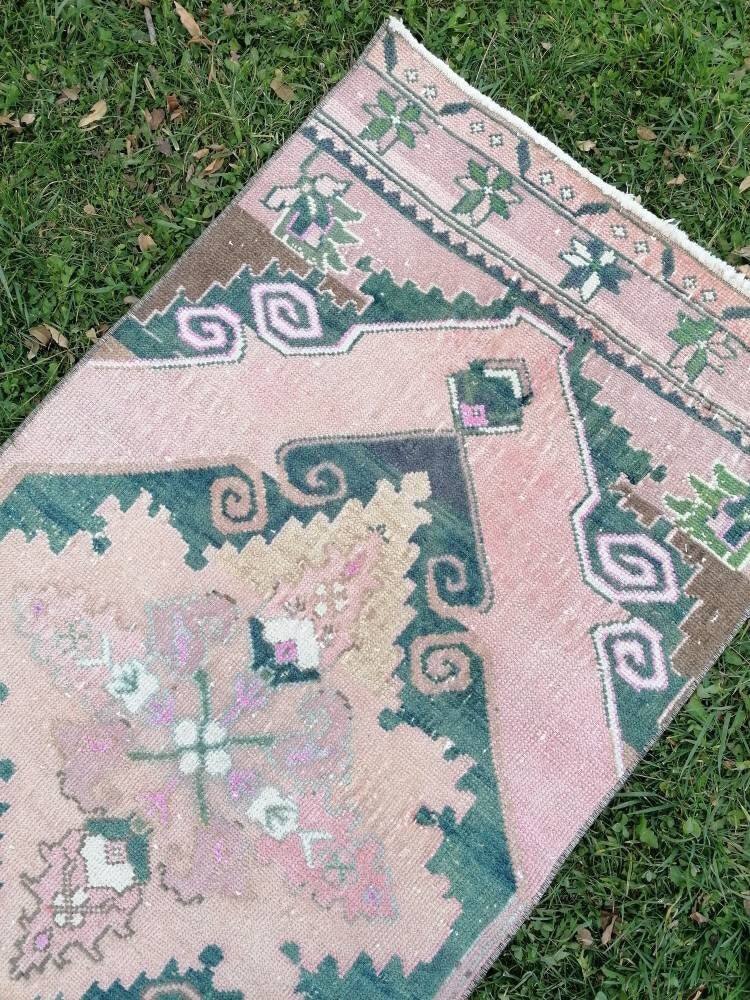 2.3 x 8.6 Vintage rug, runner wool rug hallway handmade runner, distressed kitchen runner rug