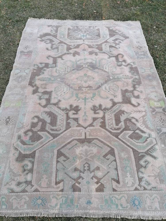 Oushak turkish rug 6 x 8.10 vintage rug ,unique hand made