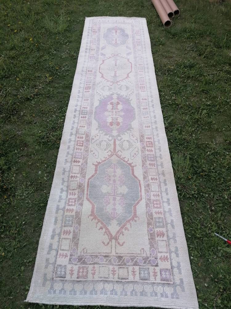 3 x 12.6 oushak wool runner, turkish oushak new handmade rug, hallway runner rug