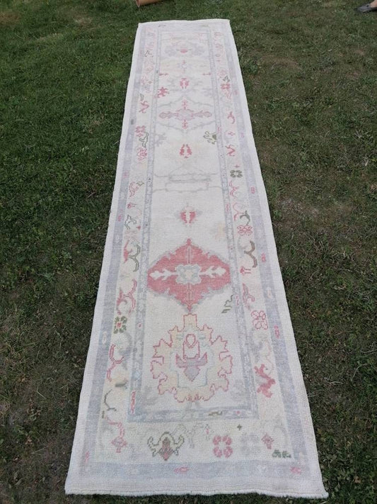 3 x 13 oushak runner rug, handmade wool turkish rug, vintage kitchen runner, long runner rugs