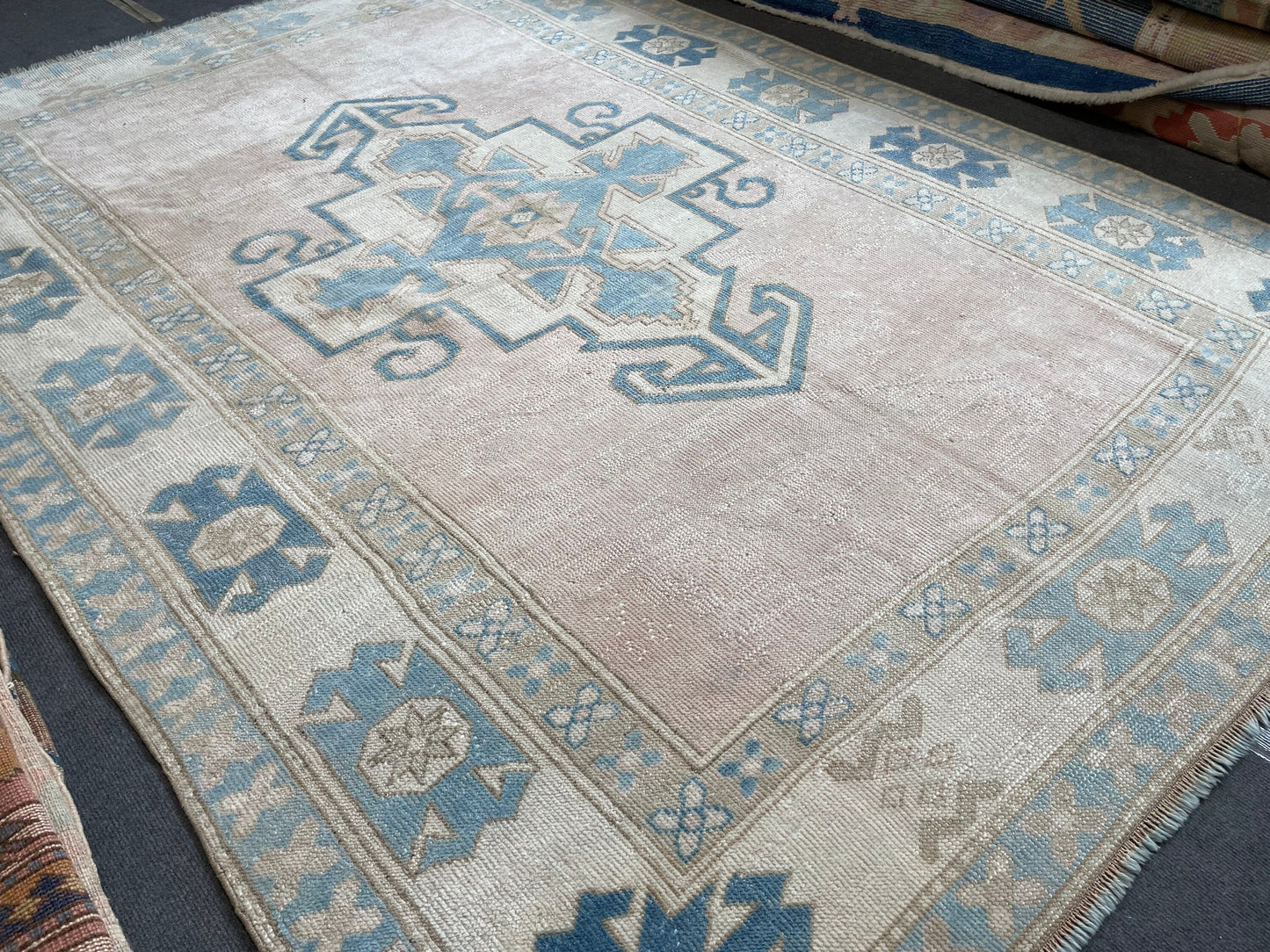 5.9 x 7.9 Vintage turkish rug, oushak rug, handmade wool rug