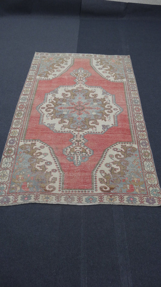 4.4 x 7.2 Vintage rug, turkish oushak rug , Hand-knotted rug
