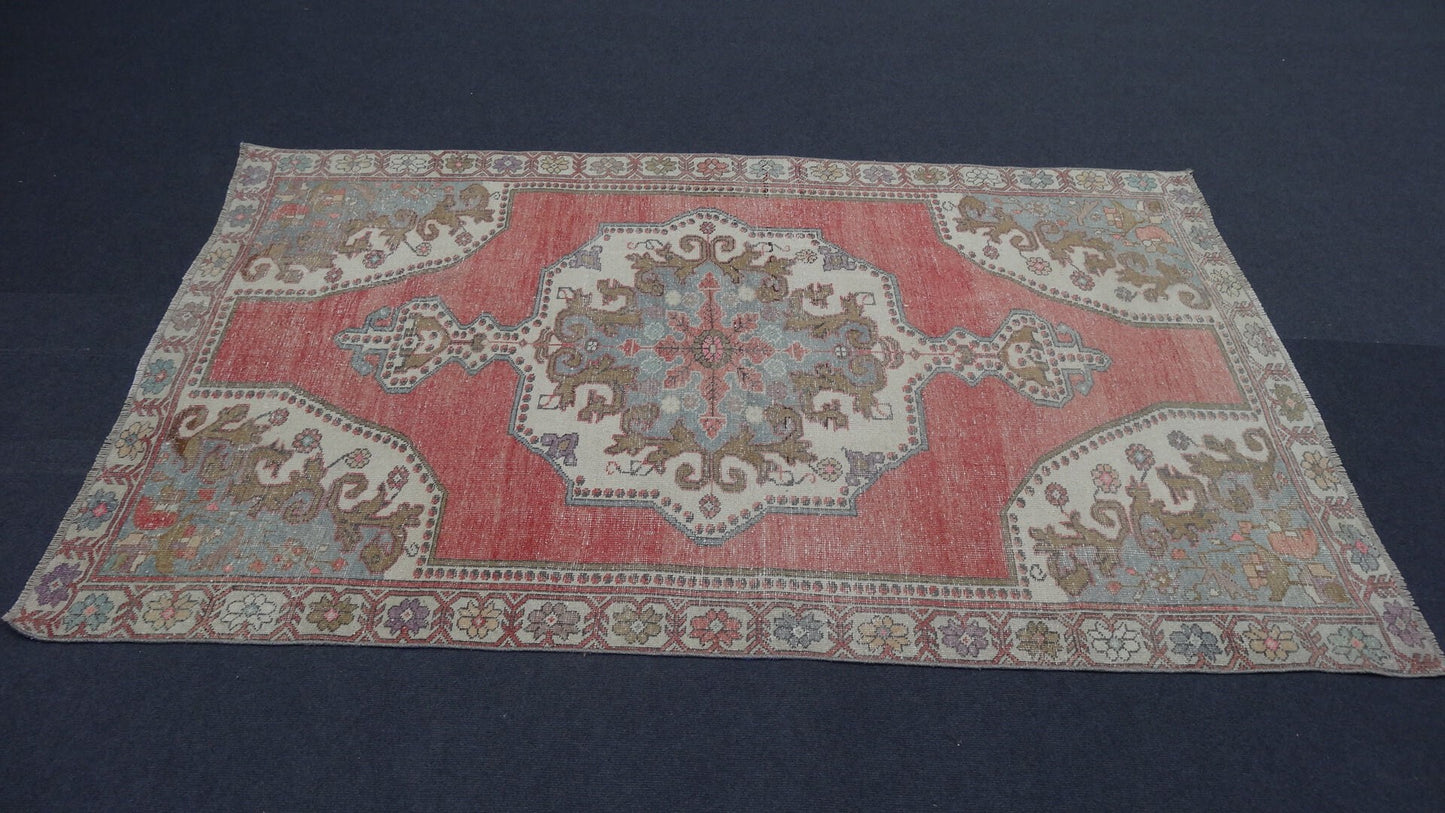 53 x 87 inches Vintage rug, turkish oushak rug , Hand-knotted rug