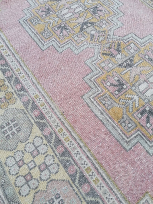 4 x 6.5 Turkish rug,vintage rug,vintage oushak rug vintage hand made wool rug, kitchen rug