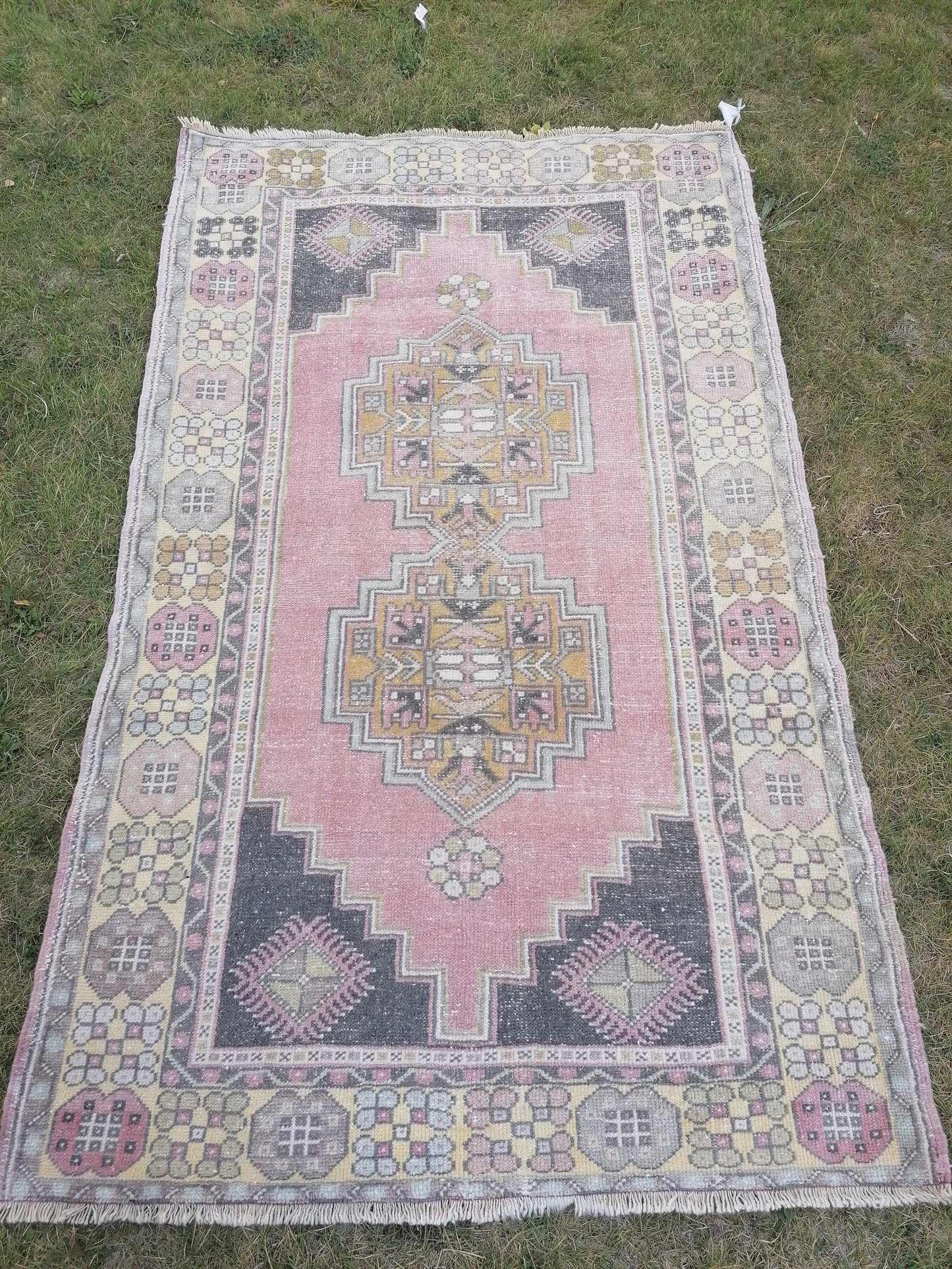 4 x 6.5 Turkish rug,vintage rug,vintage oushak rug vintage hand made wool rug, kitchen rug