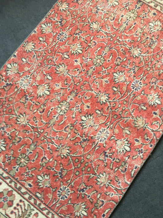 3x5 feet handmade medium size living room rug, vintage faded turkish wool rug, vintage floral blue kitchen area rug,bedroom middle bohem rug