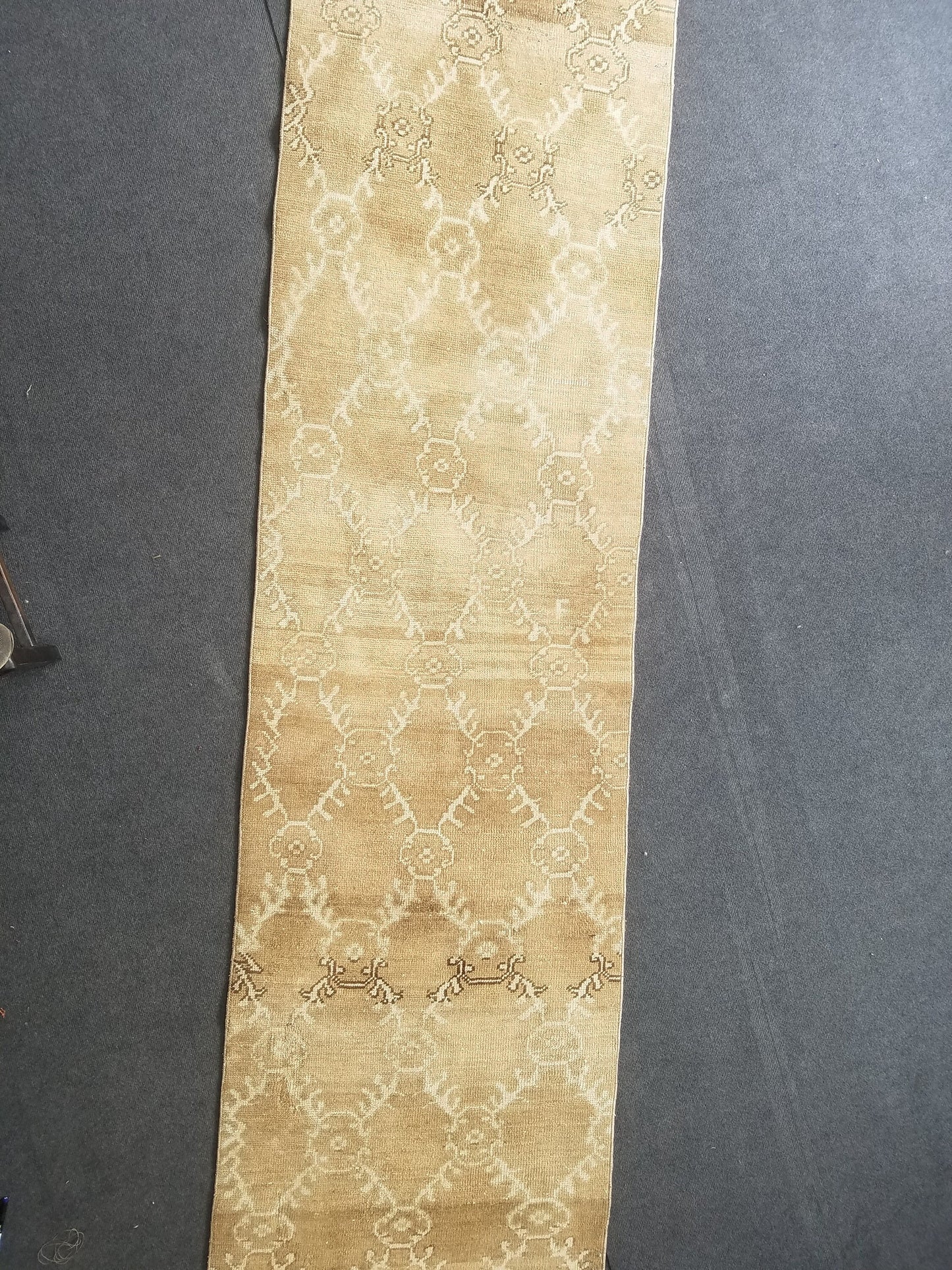Oushak runner rug, earth tone runner rug, 2.8 x 11.5