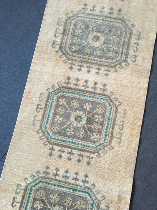 3x10 feet handmade turkish anatolian long runner rug, vintage oushak muted overlong corridor runner, wool antique faded hallwahy runner rug