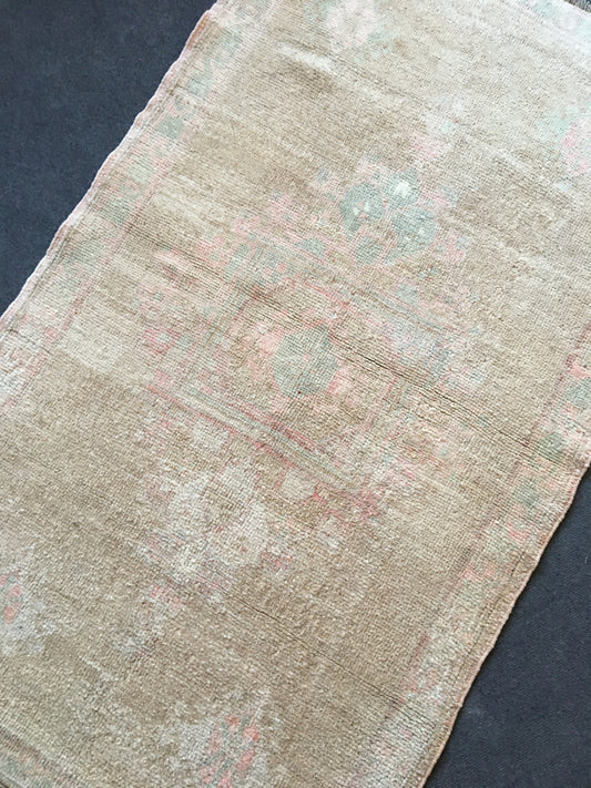 3x5 feet destroyed color handmade wool large rug, turkish bedroom brown muted rug, oushak kitchen area rug, living room floor vintage rug