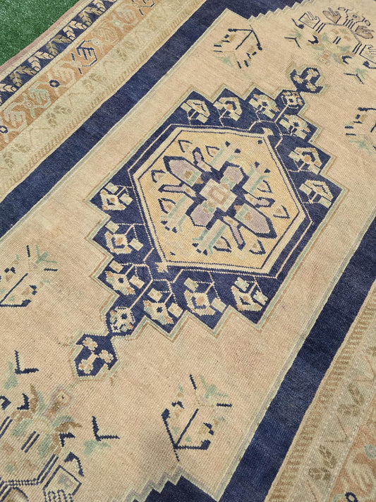 Quality OUSHAK RUG, TURKISH Oushak Rug, Vintage Oushak 5.6 x 10 Rug, Vintage Blue Rug, Wool Handmade Rug, Anatolian Rug, Hand Knotted Rug
