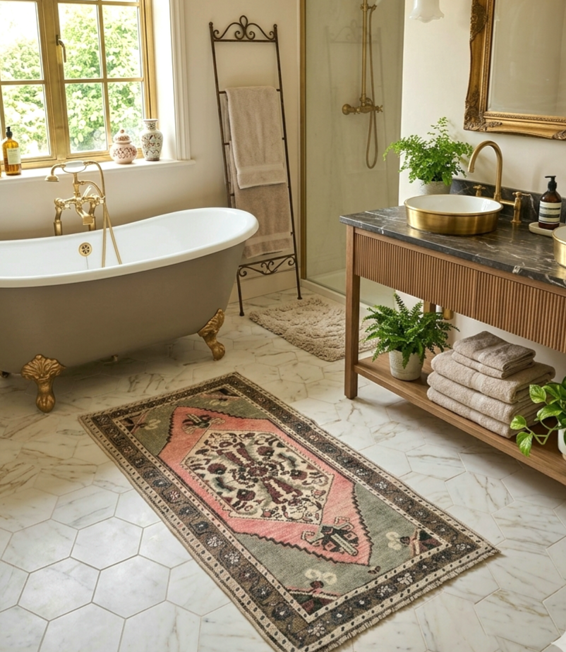 Yastık — small pillow-format rug, small scatter rug,  with mihrab (arch) motif pointing toward Mecca,  under 3x5 ft, often tribal or village origin