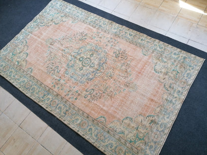 5'10x9'2  vintage turkish rug, large oushak rug, living room rug, vintage hand made rug, bohemian rug, kitchen rug