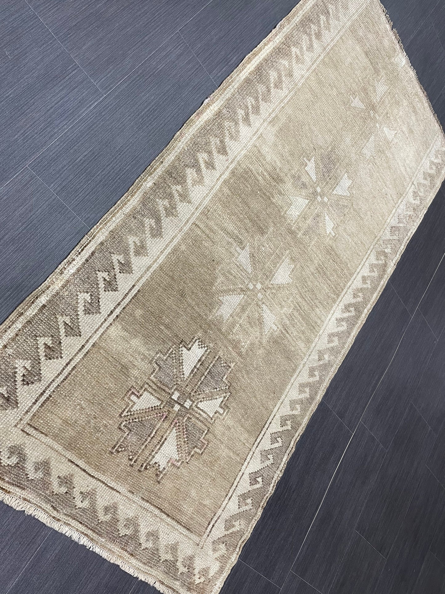 Vintage Runner Rug Muted Turkish Runner Rug 2.7 x 6 Handmade Runner Neutral Hallway Runner Kitchen Runner Rug Wool Antique Runner Rug