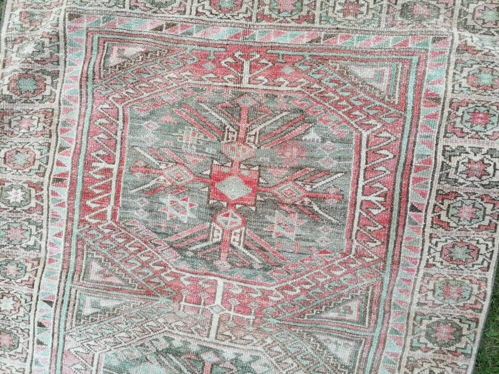 Vintage handmade wool bedding rug turkish bedroom rug 3'10x5'8 oushak rug,  bohemian rug, living room rug