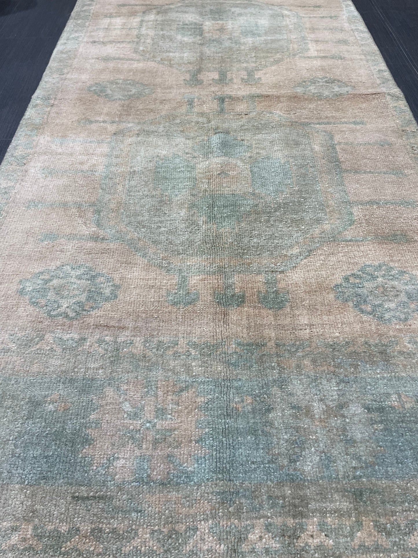 Muted OUSHAK RUG TURKISH 2.9 x 13.2 Rug Runner Vintage Runner Rug Vintage Runner Rug Wool Oushak Rug Hand Made Rugs Vintage Turkish Runner