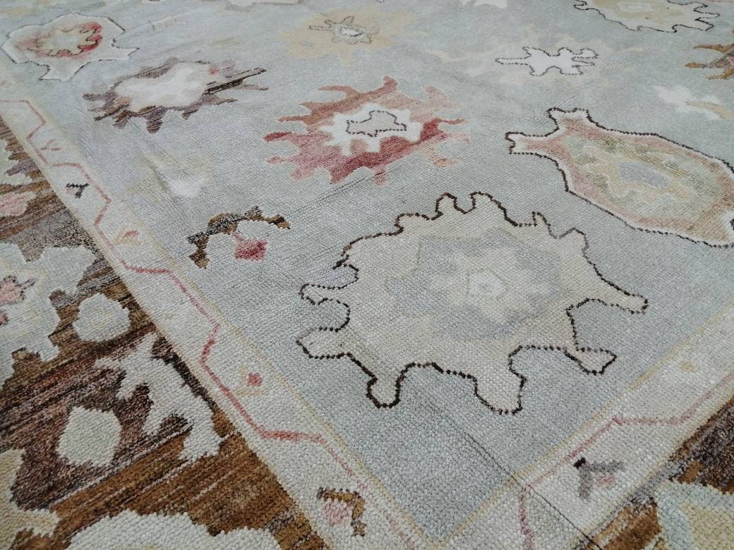 OUSHAK RUG Hand Made 11.3 x 9.2 Oushak Rug Vintage Oushak Rug Vintage Rug Wool Oushak Rug Hand Made Rug Vintage Turkish Rug