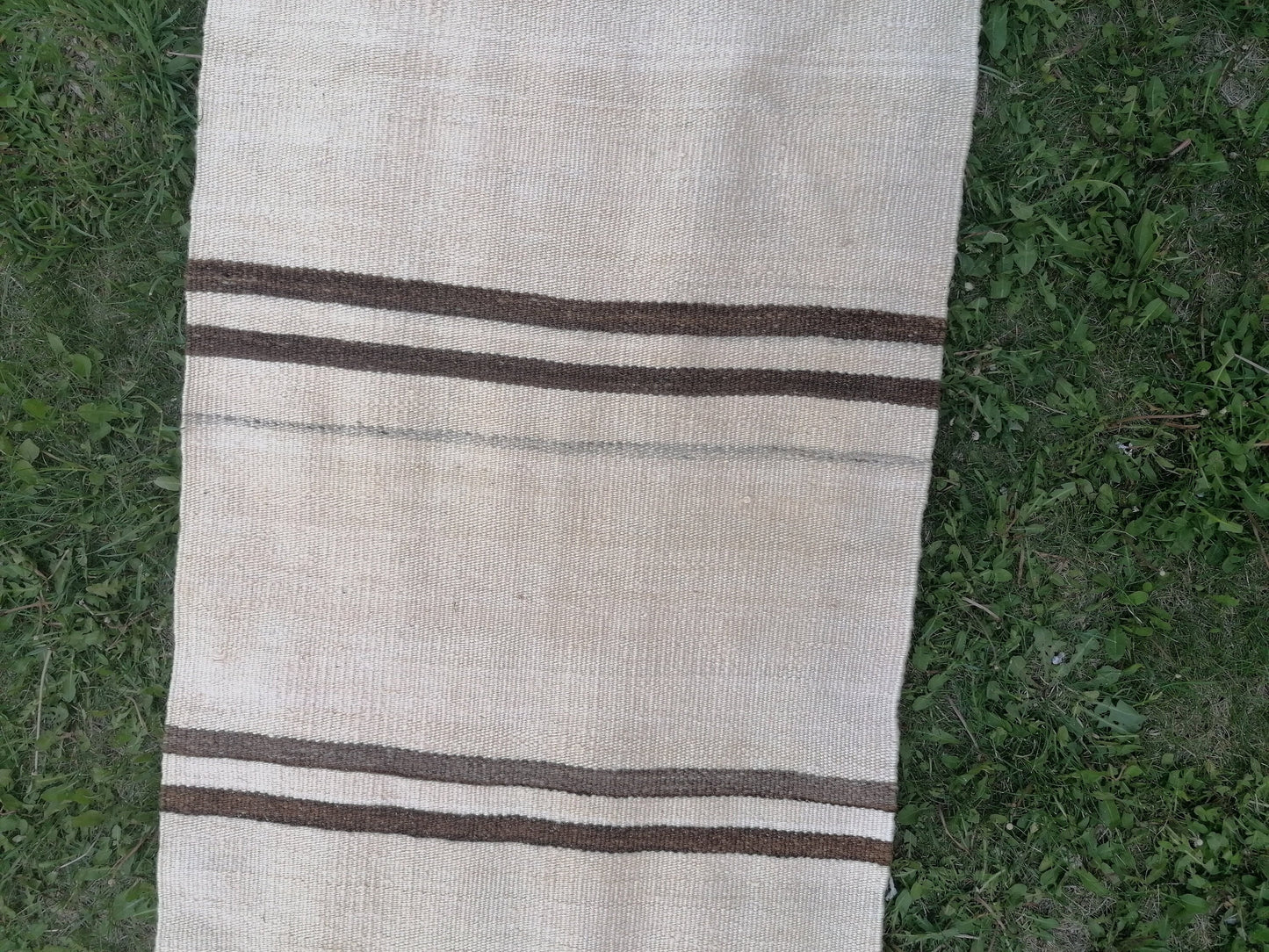 2x15 neutral flatweave runner rug, woven handmade wool runner, long stripe kilim runner rug