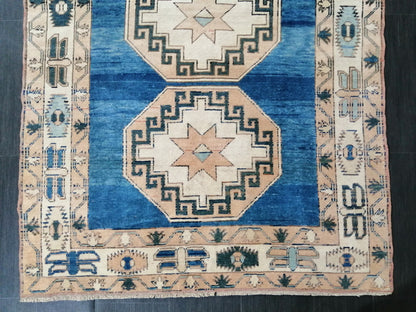 Blue Wool Rugs, 6.5 x 4.2 Vintage Hand Made Rug, Oushak Rug, Turkish Rug, Farmhouse Rug, Vintage Rug, Wool rug Oriental Rug