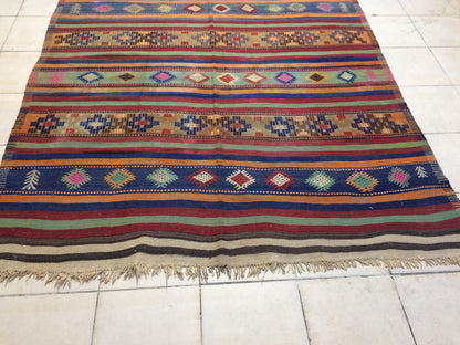 6 x 11 Flat Weave OUSHAK RUG TURKISH Oushak Rug Flatweave Oushak Runner Rug Vintage Runner Rug Wool Oushak Rug Hand Made Rugs Vintage Rug