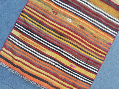 4'2x2'4 flat woven rugs, hand made flatweave rug, oushak rug, rustic rug, bohemian rug, rug runner, turkish rug, farmhouse rug, vintage rug